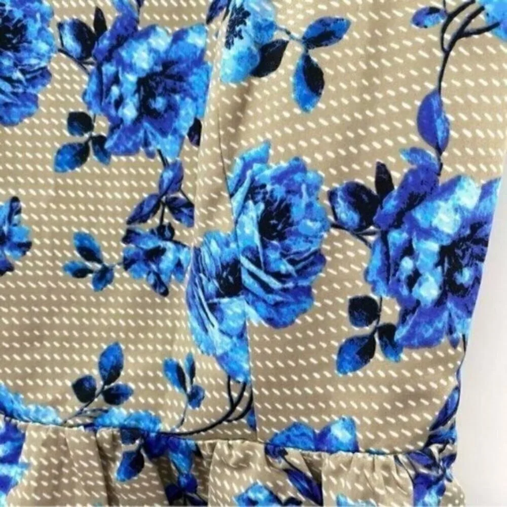 CeCe By Cynthia Steffe Floral SLeeveless Dress Blue Roses